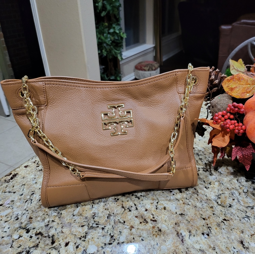 Tory Burch Tan Leather Tote with Gold Hardware